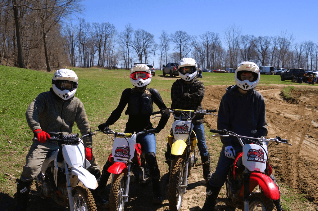 Renter riding his dirt bike at Michigan Moto Rentals